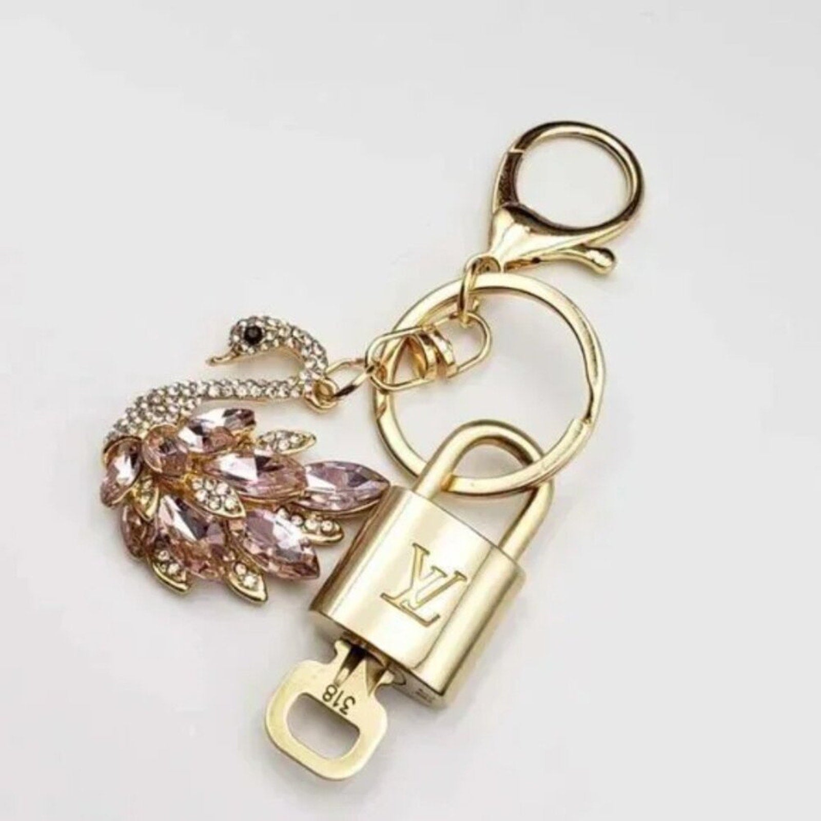 Custom Handmade Louis Vuitton Keychain Canvas store Gold Unbranded Keyring