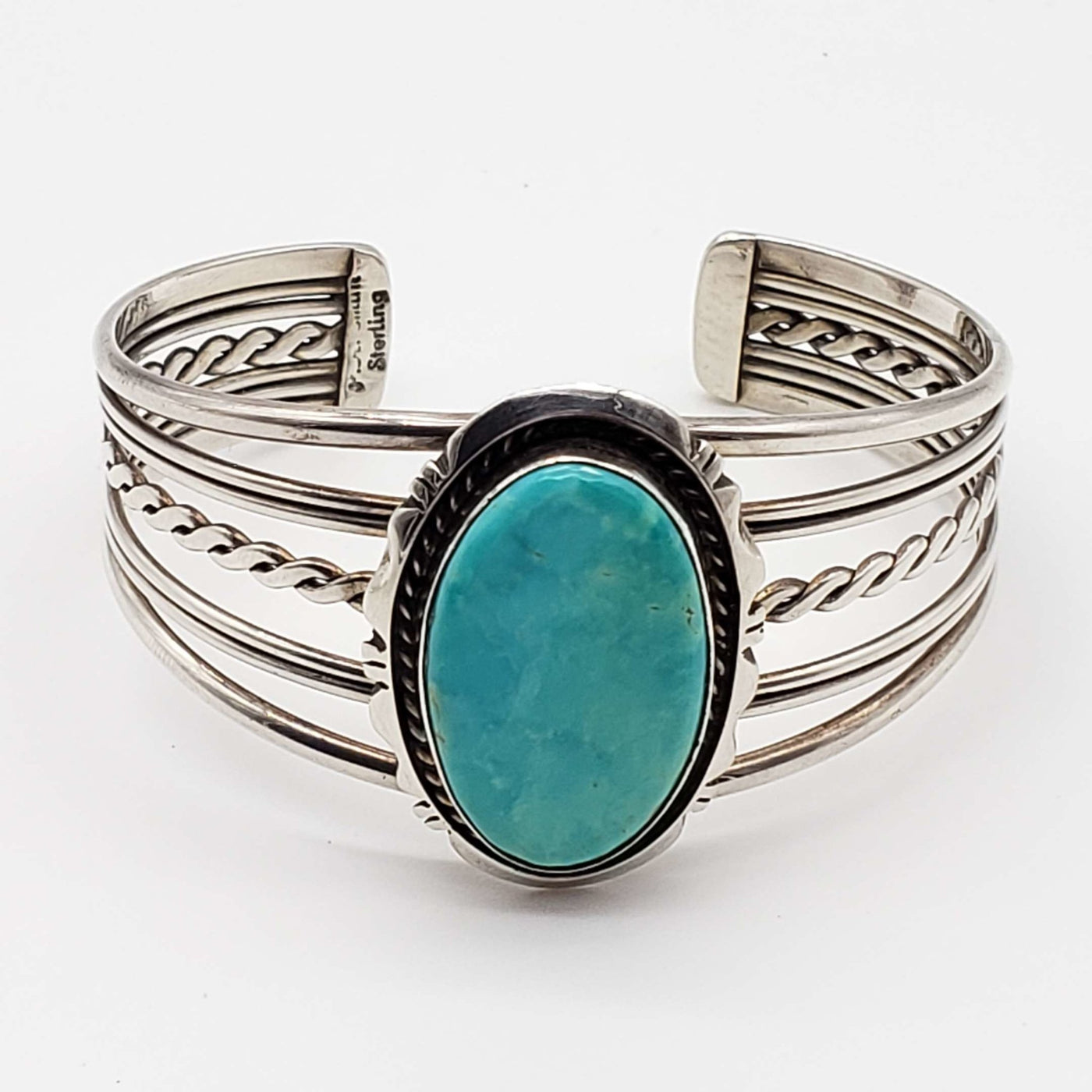 Bangle Sterling Silver with Turquoise Stone - Luxury Cheaper