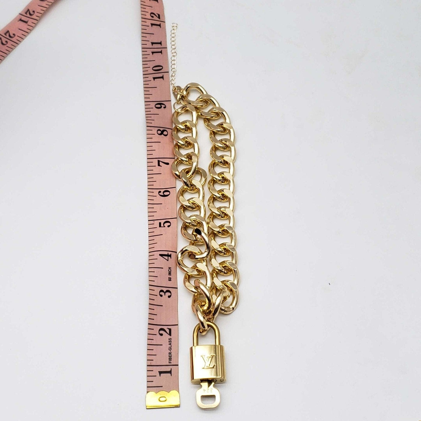 100% Auth Louis Vuitton Lock and Key Gold Color with Gold Plated Chain Necklace - Luxury Cheaper LLC