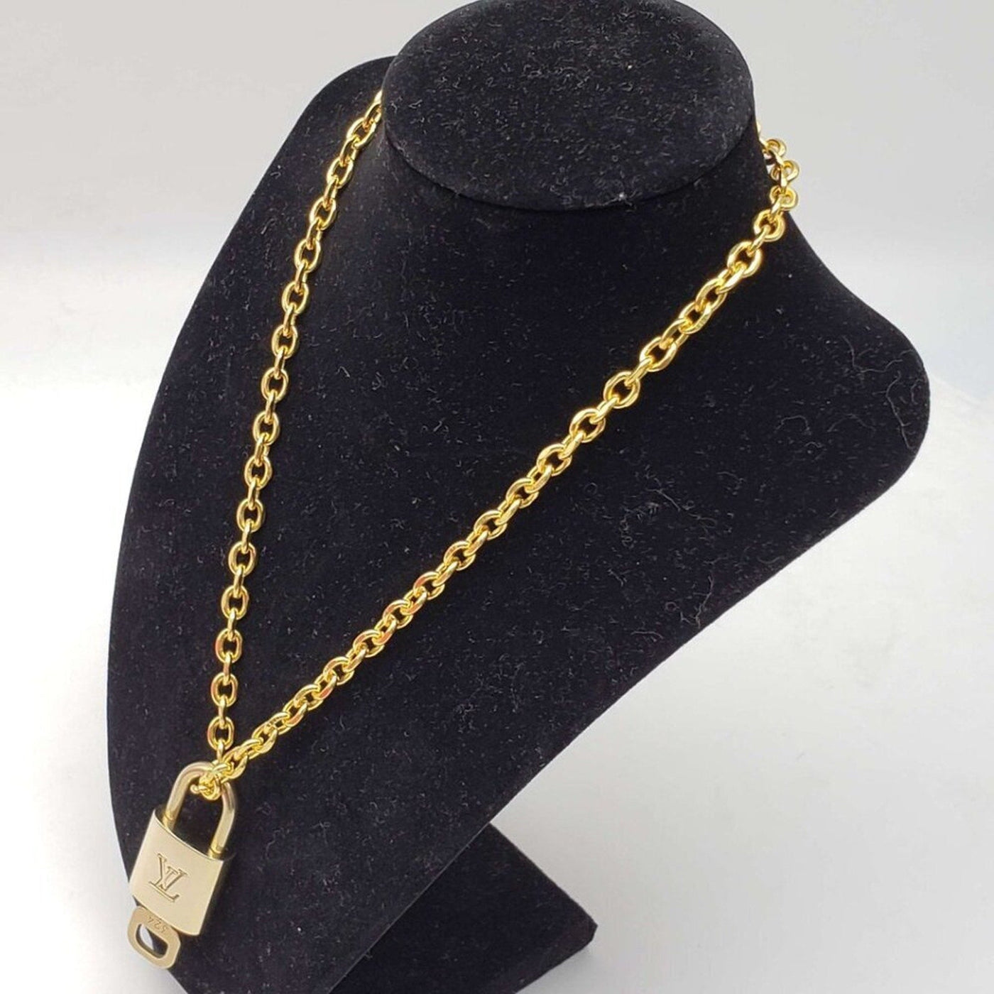 100% Auth Louis Vuitton Lock & Key w/ 18k Gold Plated Chain Necklace - Luxury Cheaper LLC