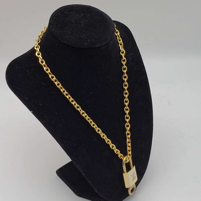 100% Auth Louis Vuitton Lock & Key w/ 18k Gold Plated Chain Necklace - Luxury Cheaper LLC