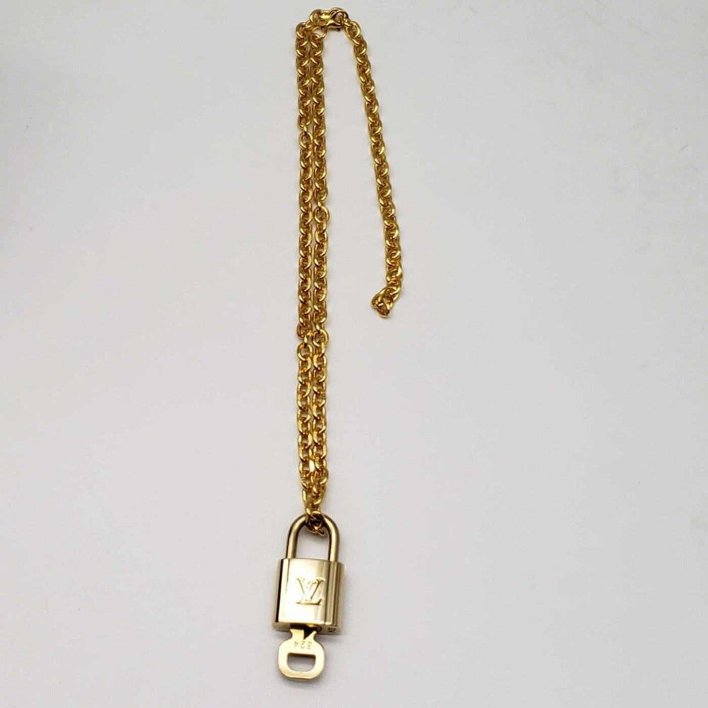 100% Auth Louis Vuitton Lock & Key w/ 18k Gold Plated Chain Necklace - Luxury Cheaper LLC