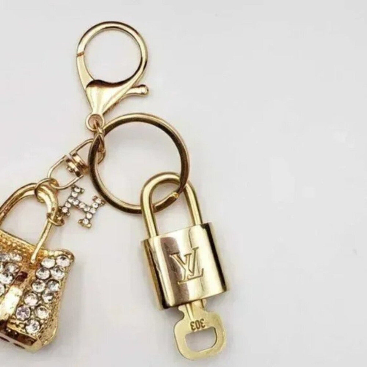 100% Auth Louis Vuitton Lock & Key with unbranded Bagcharm, Keycharm, Keychain - Luxury Cheaper LLC