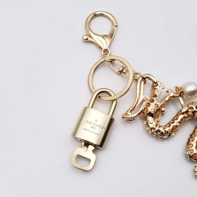 \100% Auth Louis Vuitton Lock & Key with unbranded Bagcharm, Keycharm, Keychain - Luxury Cheaper LLC