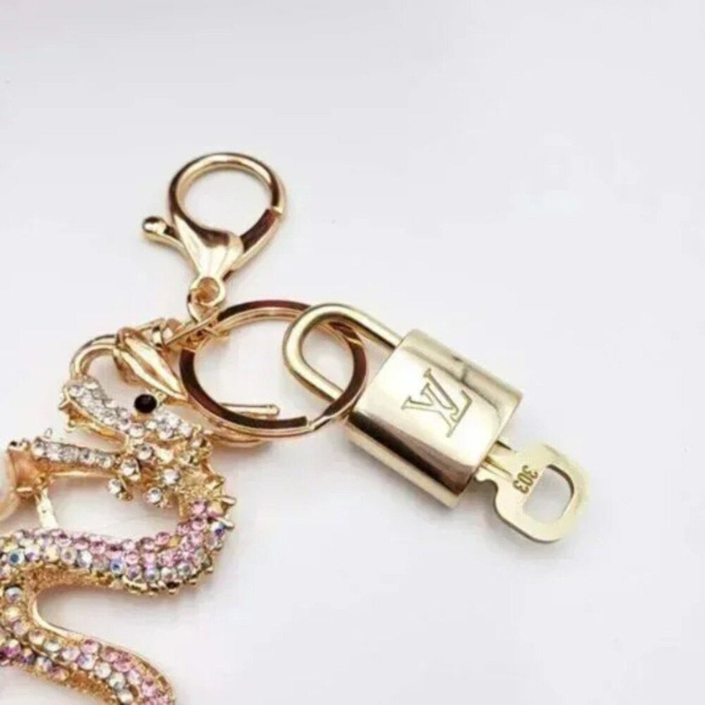 100% Auth Louis Vuitton Lock & Key with unbranded Bagcharm, Keycharm, Keychain - Luxury Cheaper LLC