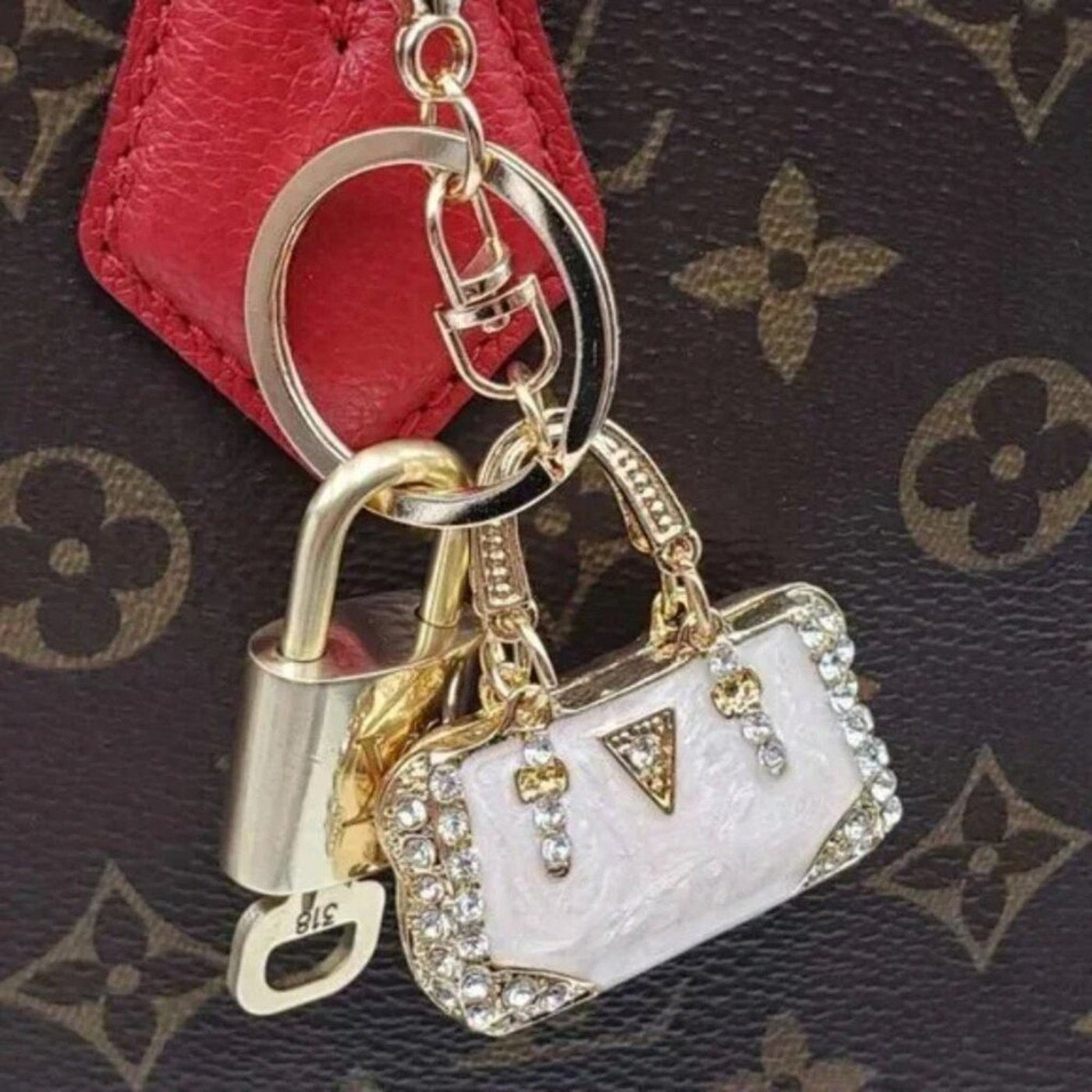 100% Auth Louis Vuitton Lock & Key with unbranded Bagcharm, Keycharm, Keychain - Luxury Cheaper LLC