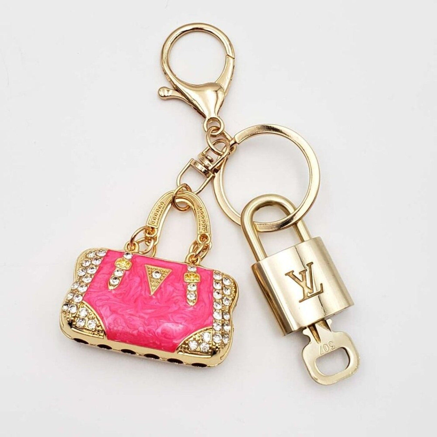 100% Auth Louis Vuitton Lock & Key with unbranded Bagcharm, Keycharm, Keychain - Luxury Cheaper LLC