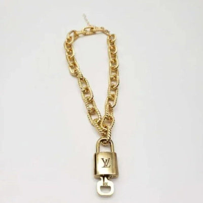 100% Auth Louis Vuitton Lock & Key with Unbranded Gold Plated Chain Necklace - Luxury Cheaper LLC