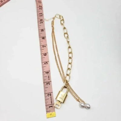 100% Auth Louis Vuitton Lock & Key with Unbranded Gold Plated Chain Necklace - Luxury Cheaper LLC