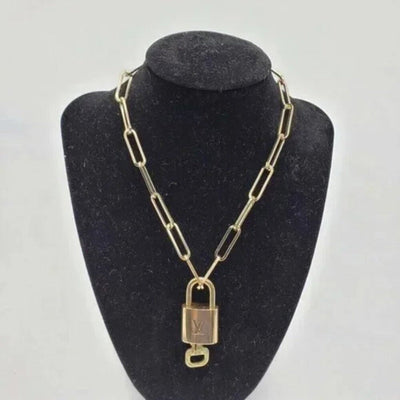 100% Auth Louis Vuitton Lock & Key with Unbranded Gold Plated Chain Necklace - Luxury Cheaper LLC