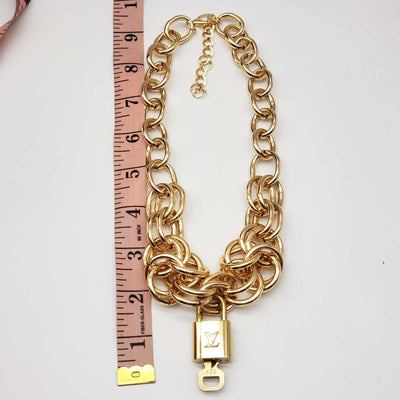 100% Auth Louis Vuitton Lock & Key with Unbranded Gold Plated Chain Necklace - Luxury Cheaper LLC