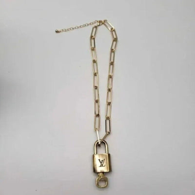 100% Auth Louis Vuitton Lock & Key with Unbranded Gold Plated Chain Necklace - Luxury Cheaper LLC