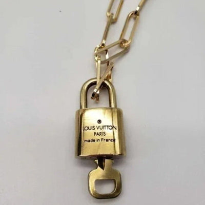 100% Auth Louis Vuitton Lock & Key with Unbranded Gold Plated Chain Necklace - Luxury Cheaper LLC