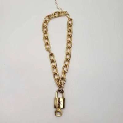 100% Auth Louis Vuitton Lock & Key with Unbranded Gold Plated Chain Necklace - Luxury Cheaper LLC