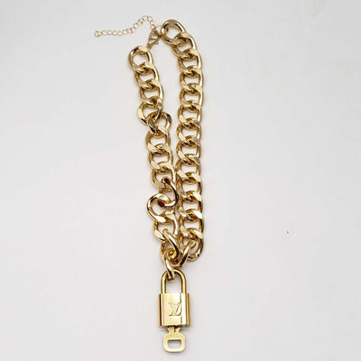 100% Auth Louis Vuitton Lock & Key with Unbranded Gold Plated Chain Necklace - Luxury Cheaper LLC