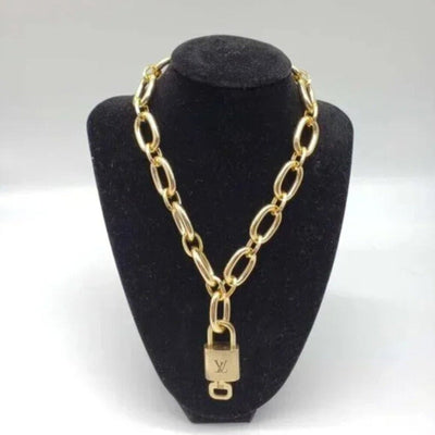 100% Auth Louis Vuitton Lock & Key with Unbranded Gold Plated Chain Necklace - Luxury Cheaper LLC