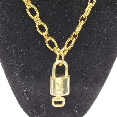 100% Auth Louis Vuitton Lock & Key with Unbranded Gold Plated Chain Necklace - Luxury Cheaper LLC