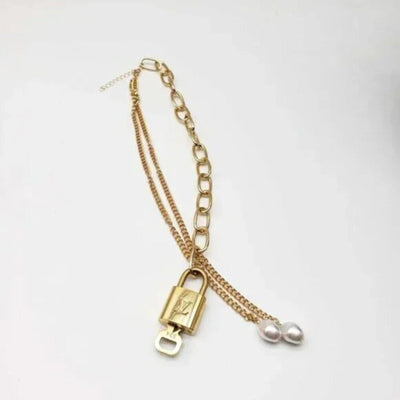 100% Auth Louis Vuitton Lock & Key with Unbranded Gold Plated Chain Necklace - Luxury Cheaper LLC