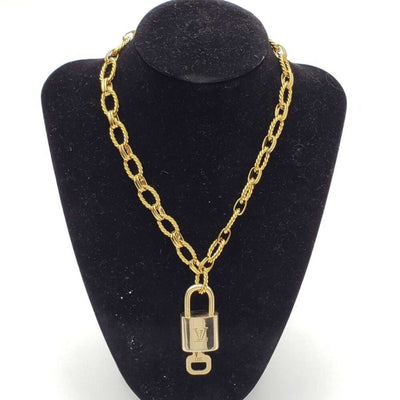 100% Auth Louis Vuitton Lock & Key with Unbranded Gold Plated Chain Necklace - Luxury Cheaper LLC