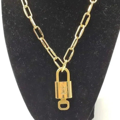 100% Auth Louis Vuitton Lock & Key with Unbranded Gold Plated Chain Necklace - Luxury Cheaper LLC