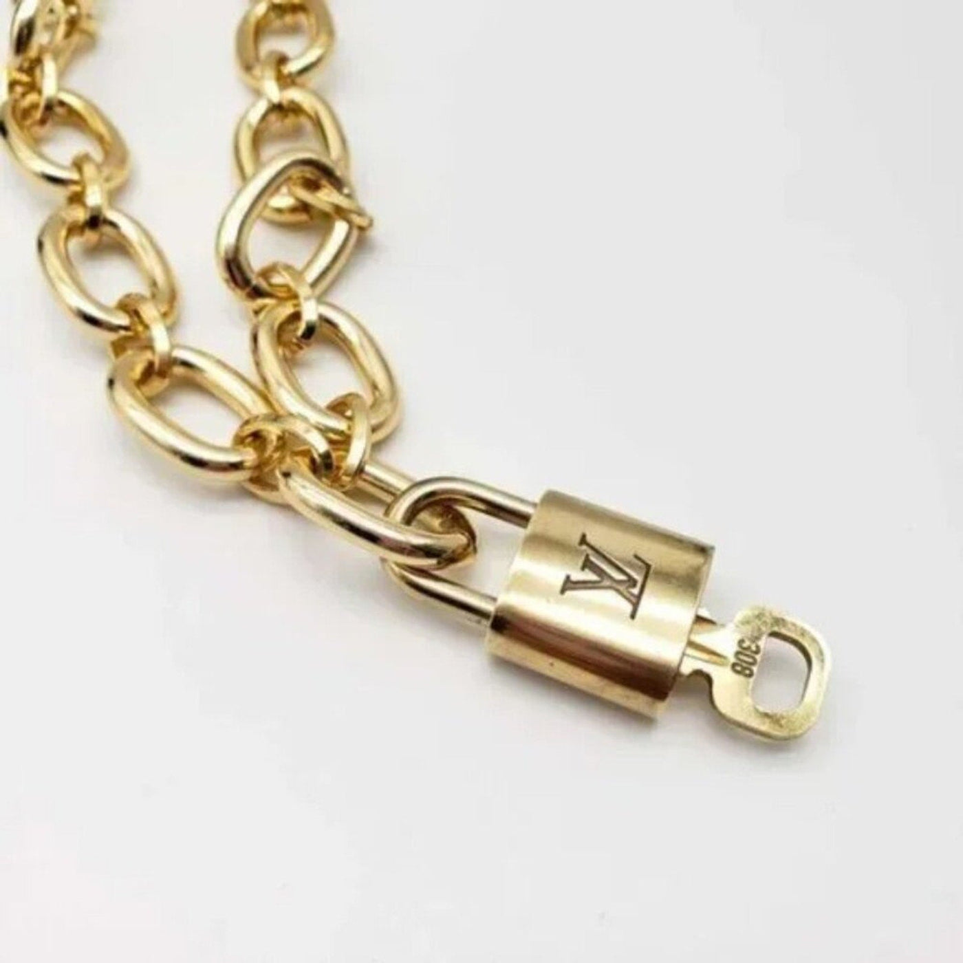 100% Auth Louis Vuitton Lock & Key with Unbranded Gold Plated Chain Necklace - Luxury Cheaper LLC