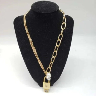 100% Auth Louis Vuitton Lock & Key with Unbranded Gold Plated Chain Necklace - Luxury Cheaper LLC