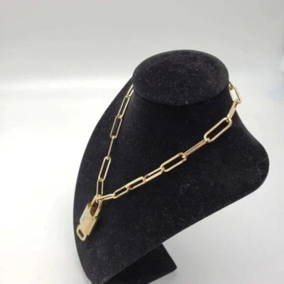 100% Auth Louis Vuitton Lock & Key with Unbranded Gold Plated Chain Necklace - Luxury Cheaper LLC