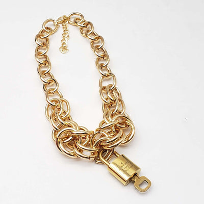 100% Auth Louis Vuitton Lock & Key with Unbranded Gold Plated Chain Necklace - Luxury Cheaper LLC