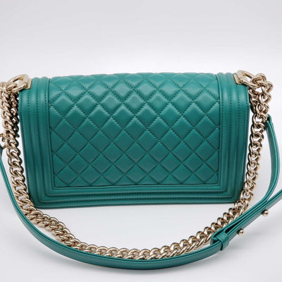 100% Authentic CHANEL Boy Green Leather Shoulder Bag 2650 - 080524 - Luxury Cheaper LLC