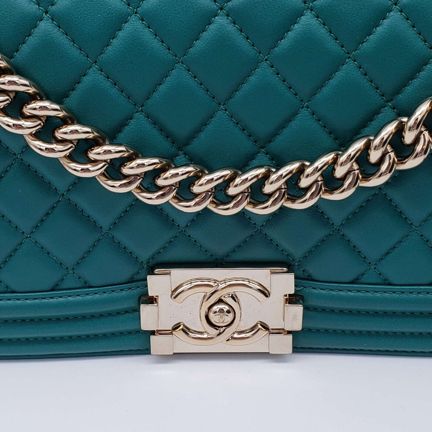 100% Authentic CHANEL Boy Green Leather Shoulder Bag 2650 - 080524 - Luxury Cheaper LLC