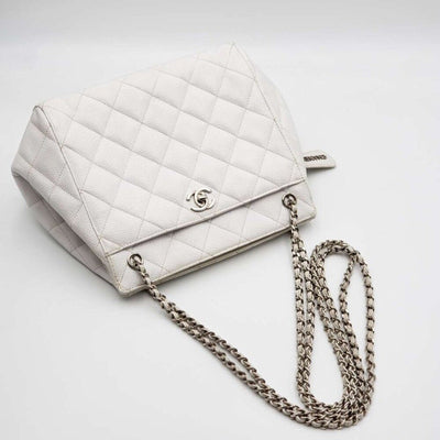 100% Authentic CHANEL Quilted Matelasse CC Logo Caviar Skin Chain Shoulder Bag - Luxury Cheaper LLC