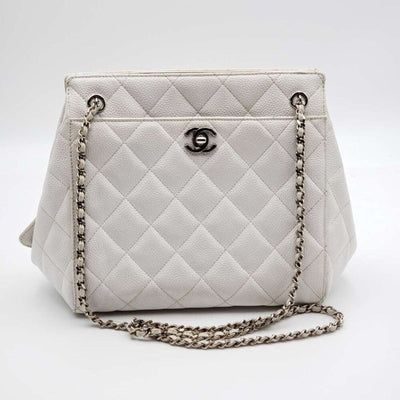 100% Authentic CHANEL Quilted Matelasse CC Logo Caviar Skin Chain Shoulder Bag - Luxury Cheaper LLC