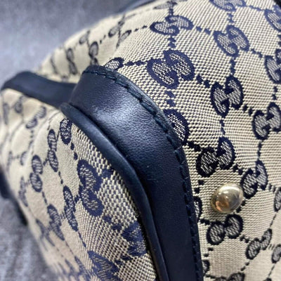 100% Authentic GUCCI Boston Navy GG Cloth Satchel Bag - Luxury Cheaper LLC