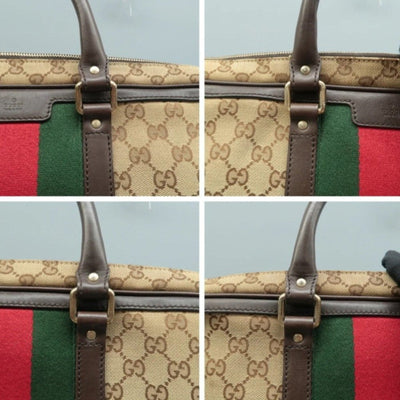 100% Authentic GUCCI Brown Cloth Satchel Bag - Luxury Cheaper LLC