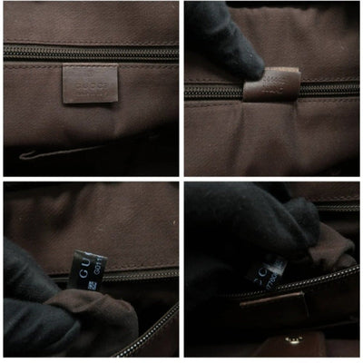 100% Authentic GUCCI Brown Cloth Satchel Bag - Luxury Cheaper LLC