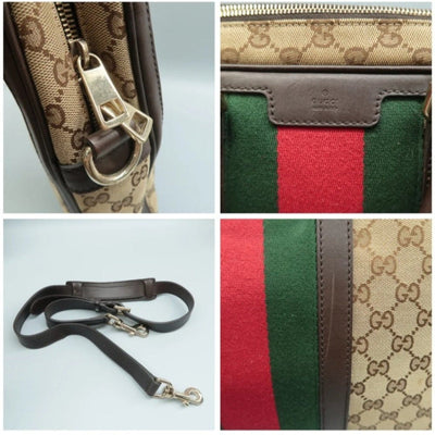 100% Authentic GUCCI Brown Cloth Satchel Bag - Luxury Cheaper LLC