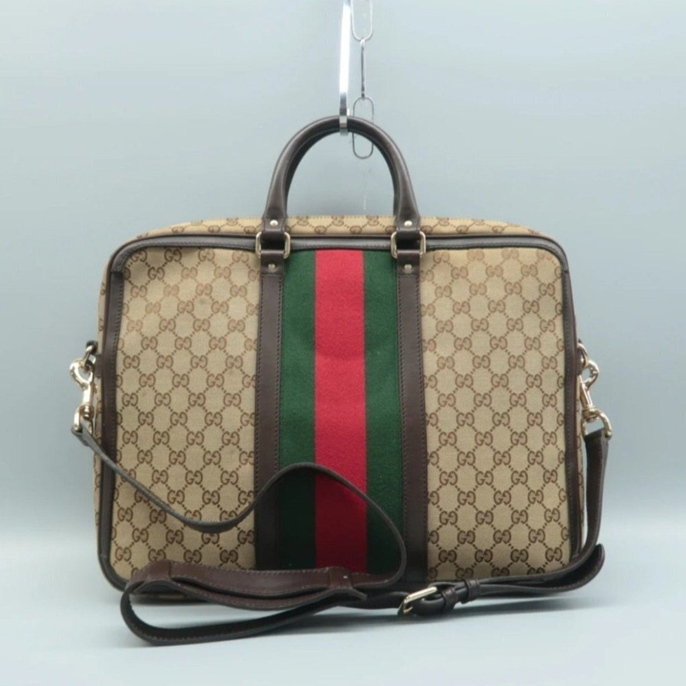 100% Authentic GUCCI Brown Cloth Satchel Bag - Luxury Cheaper LLC