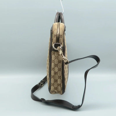 100% Authentic GUCCI Brown Cloth Satchel Bag - Luxury Cheaper LLC