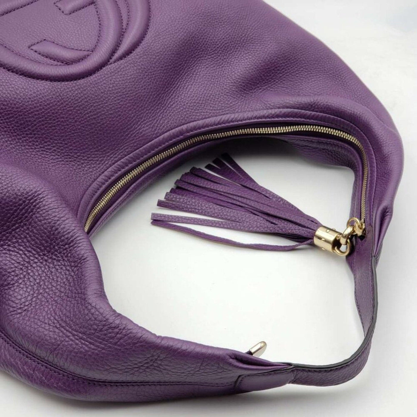 100% Authentic GUCCI Soho Purple Leather Shoulder Bag - Luxury Cheaper LLC