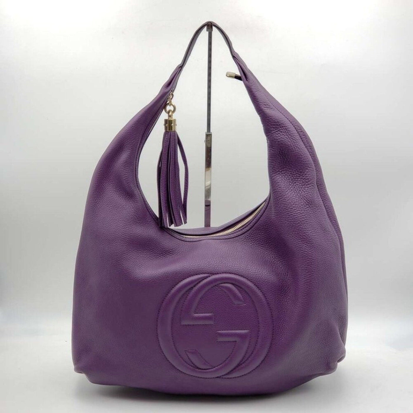 100% Authentic GUCCI Soho Purple Leather Shoulder Bag - Luxury Cheaper LLC