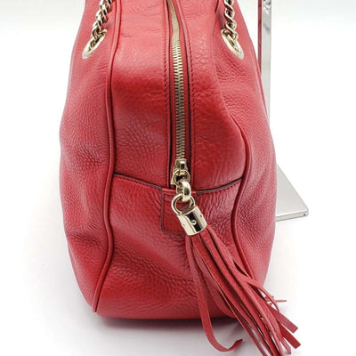 100% Authentic GUCCI Soho Red Leather Shoulder Bag - Luxury Cheaper LLC