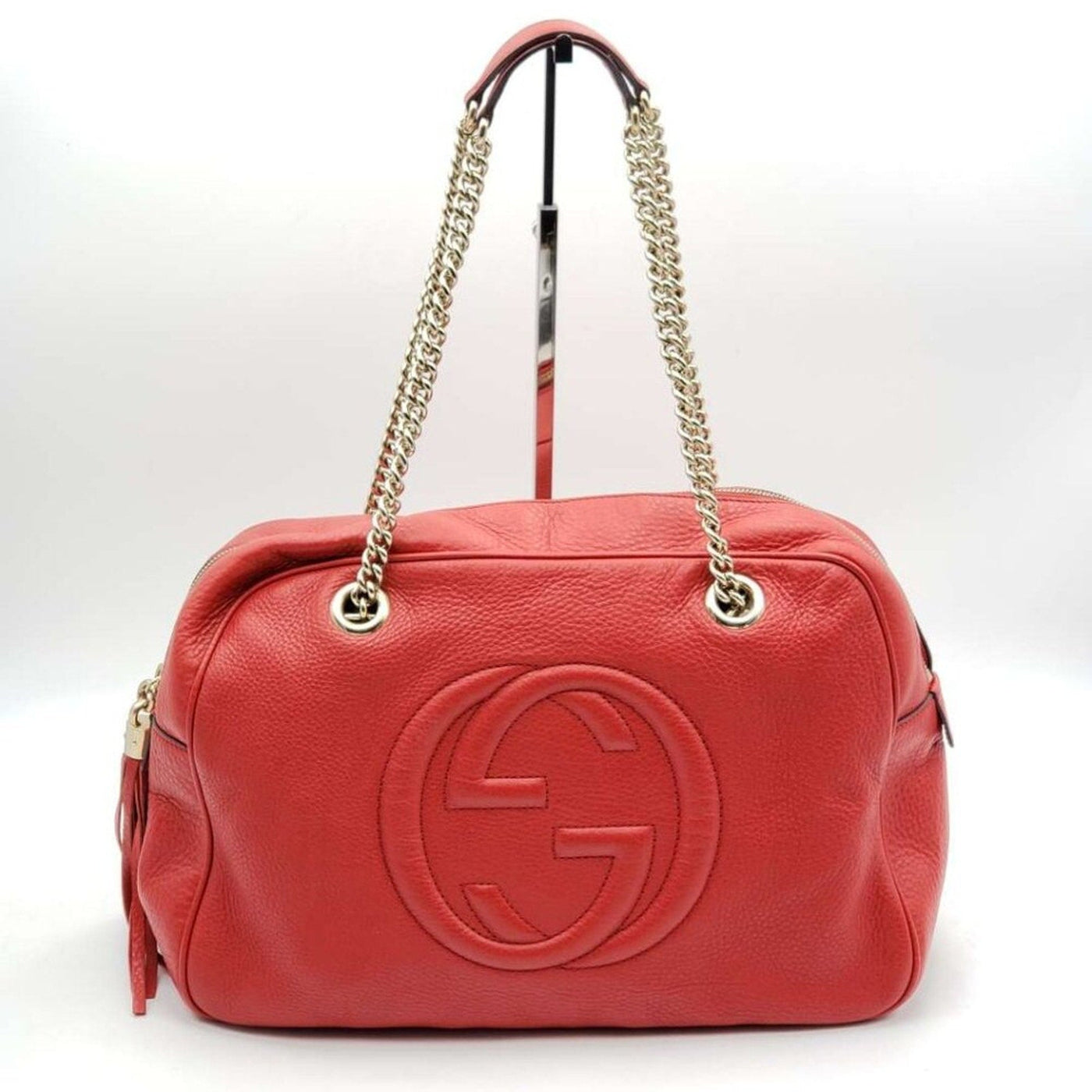 100% Authentic GUCCI Soho Red Leather Shoulder Bag - Luxury Cheaper LLC