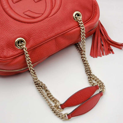 100% Authentic GUCCI Soho Red Leather Shoulder Bag - Luxury Cheaper LLC