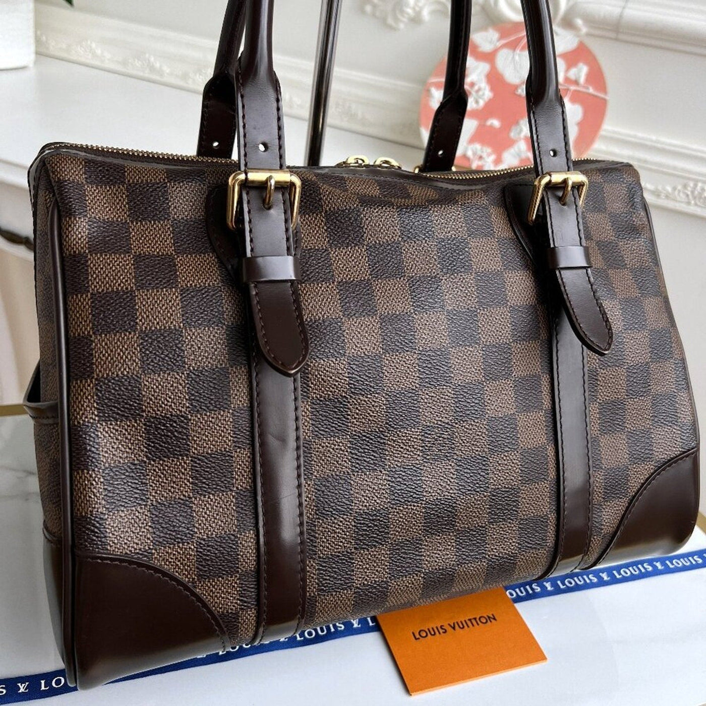 100% Authentic Louis Vuitton Berkeley Damier Ebene Satchel Handbag FL3089 - Luxury Cheaper LLC