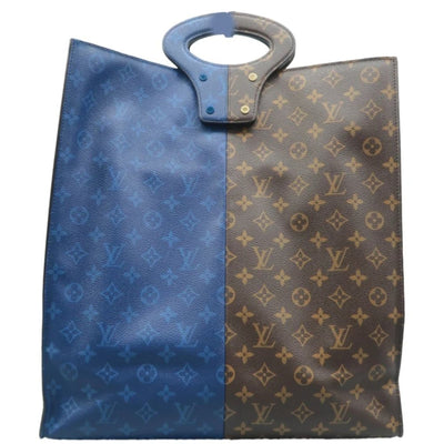 100% Authentic Louis Vuitton Brown & Navy Monogram Canvas Tote Bag - Luxury Cheaper LLC