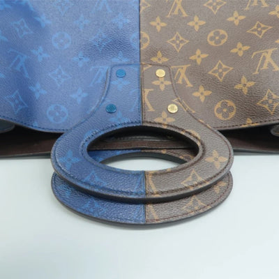 100% Authentic Louis Vuitton Brown & Navy Monogram Canvas Tote Bag - Luxury Cheaper LLC