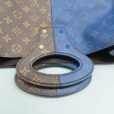 100% Authentic Louis Vuitton Brown & Navy Monogram Canvas Tote Bag - Luxury Cheaper LLC