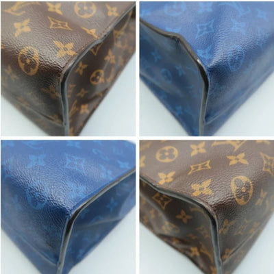 100% Authentic Louis Vuitton Brown & Navy Monogram Canvas Tote Bag - Luxury Cheaper LLC