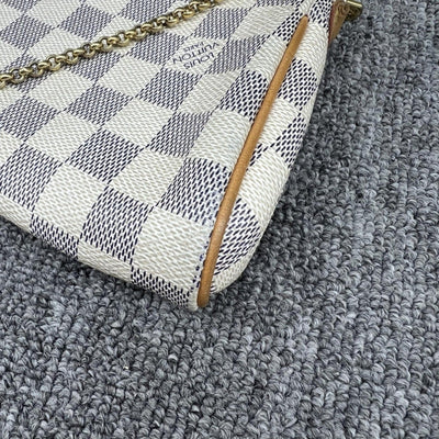 100% Authentic Louis Vuitton Eva White Damier Azur Canvas Shoulder Bag - Luxury Cheaper LLC