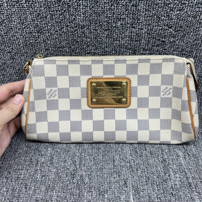 100% Authentic Louis Vuitton Eva White Damier Azur Canvas Shoulder Bag - Luxury Cheaper LLC